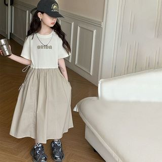 Váy bé gái tay ngắn dáng dài - váy suông rộng phong cách Hàn Quốc mặc đi chơi mùa hè