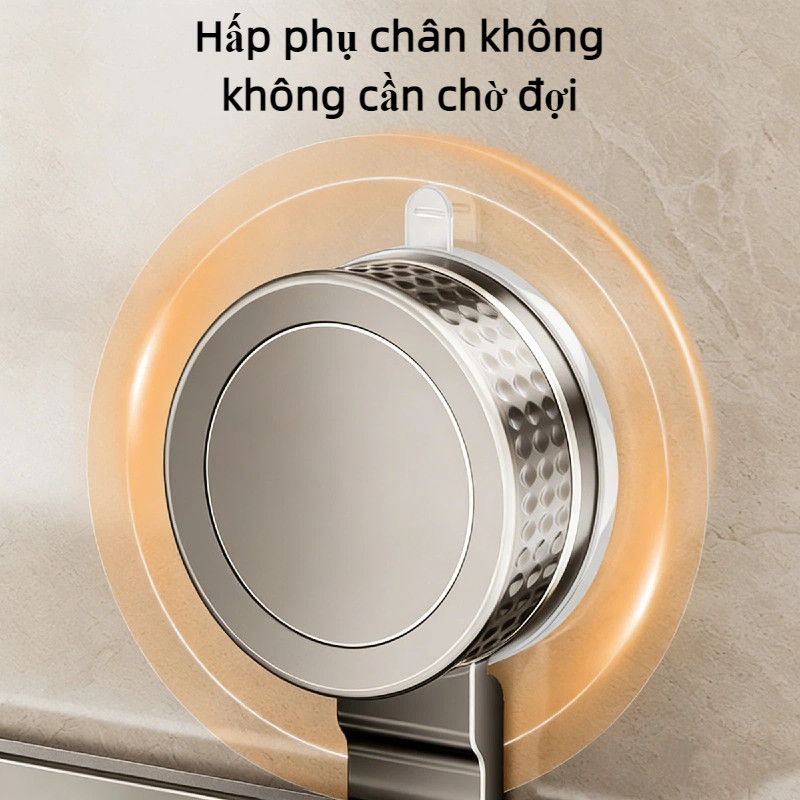 Kệ Nhà Tắm Hút Chân Không Màu Xám Súng【Không Khoan + Chịu Lực Mạnh】- Dễ Tháo Rời, Vệ Sinh Nhanh
