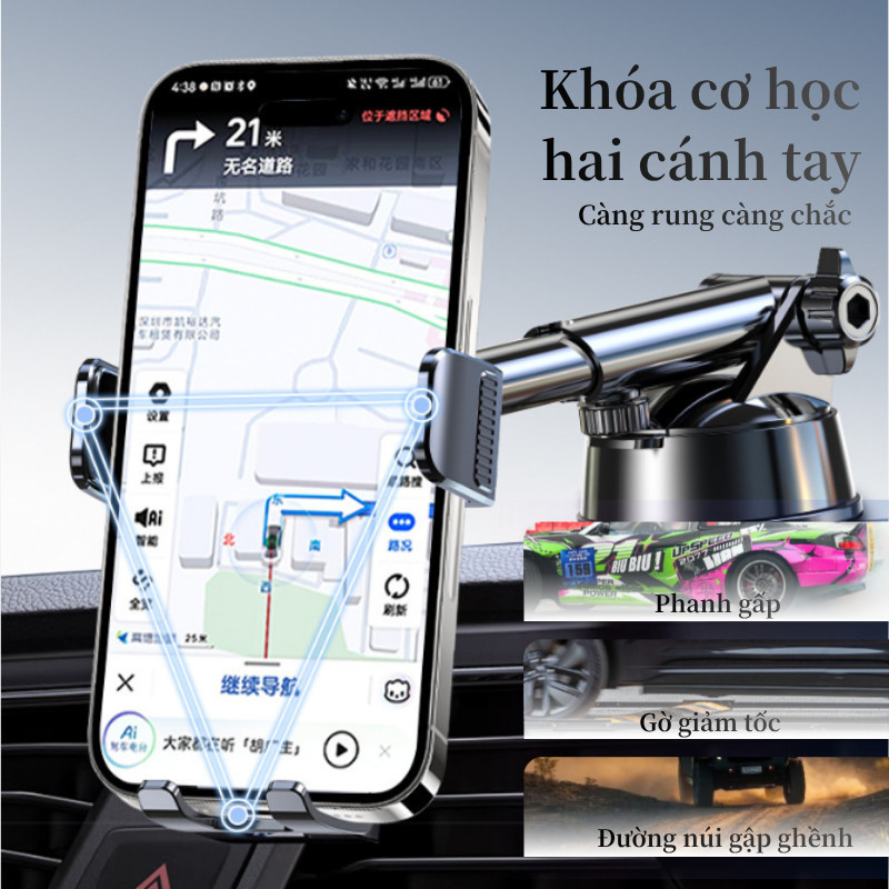 Giá Đỡ Điện Thoại Ô Tô Cao Cấp - 3in1 (Taplo/Kính/Cửa Gió), Xoay 360°, Lắp Đặt Chắc Chắn