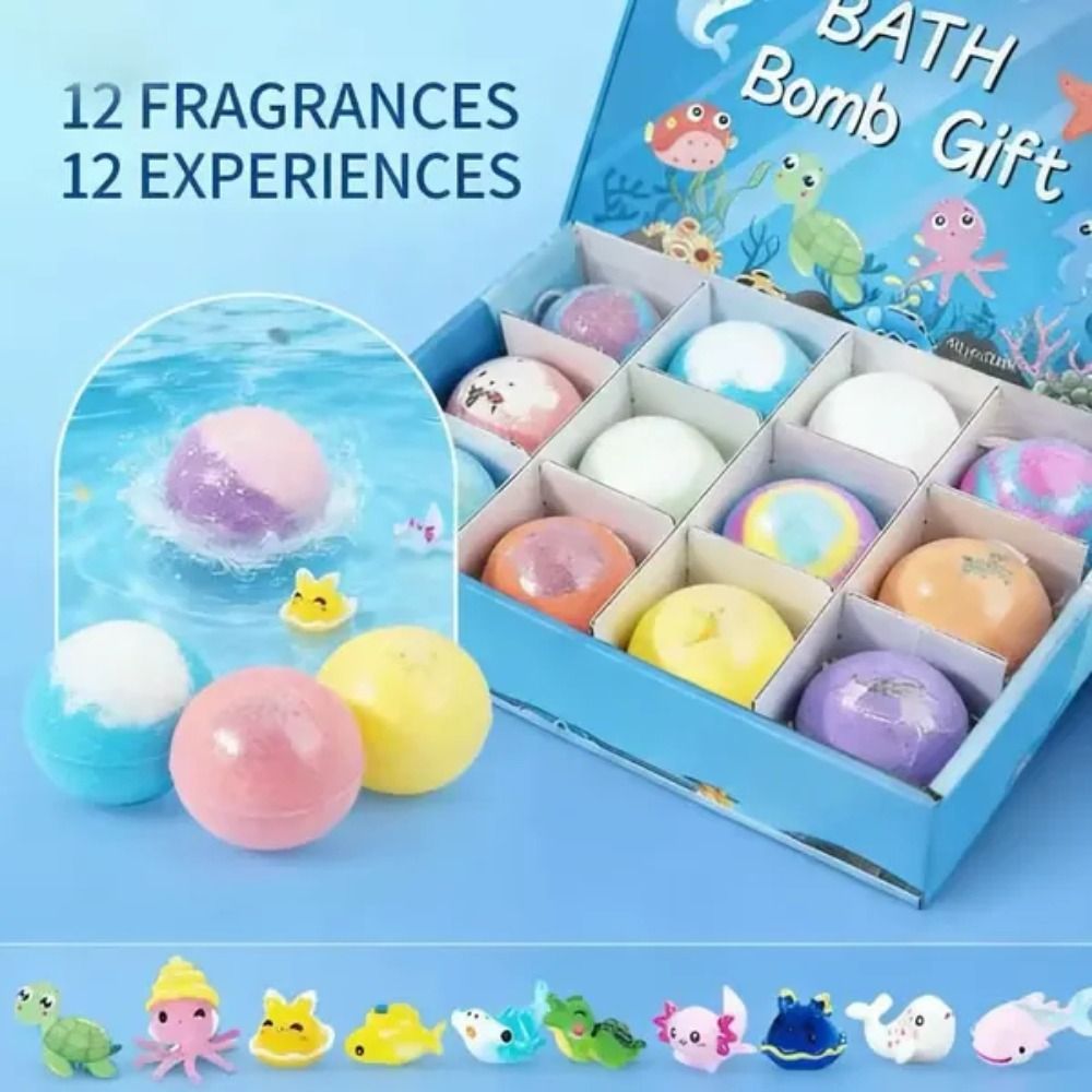 STARYSWAY Bom tắm trẻ em, Spa đổi màu với đồ chơi Bom tắm có, Quà tặng Bộ bóng muối tắm chủ đề đại dương