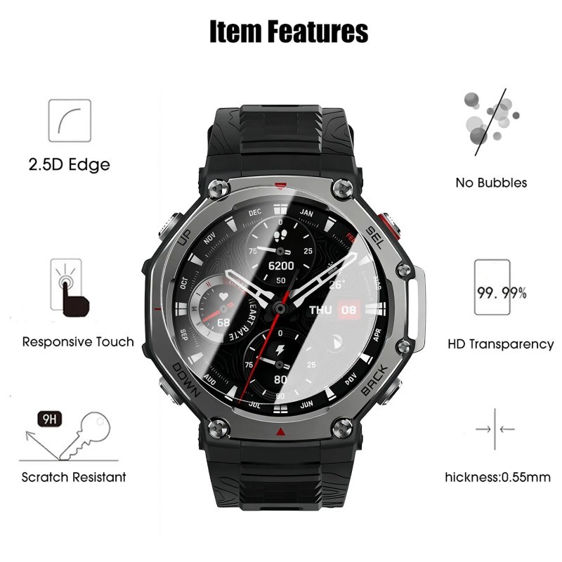 Dành Cho Amazfit T-Rex3 T-Rex3Pro T-Rex2 1-3 Chiếc 9H HD Kính Cường Lực Cho Amazfit T-Rex 3 2 Pro Siêu Thông Minh Bảo Vệ Màn Hình Đồng Hồ Bảo Vệ Chống Sốc Chống Trầy Xước Phim