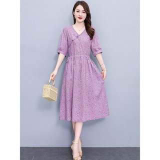 Váy cotton-linen cài nút phong cách retro dành cho nữ, kiểu dáng mùa hè mới, ôm eo, tôn dáng, váy chữ A in họa tiết