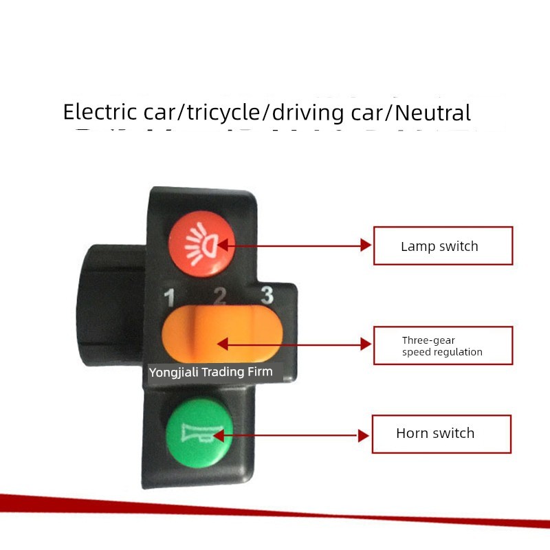 Công tắc kết hợp xe điện Ba tốc độ Khởi động trái phải Tín hiệu còi Pin xe ba-