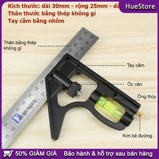 Thước Ke Nhôm Đo Góc Vuông 30cm – Đa Năng Cho Thợ Mộc Cơ Khí, Có Thước Nước Chính Xác
