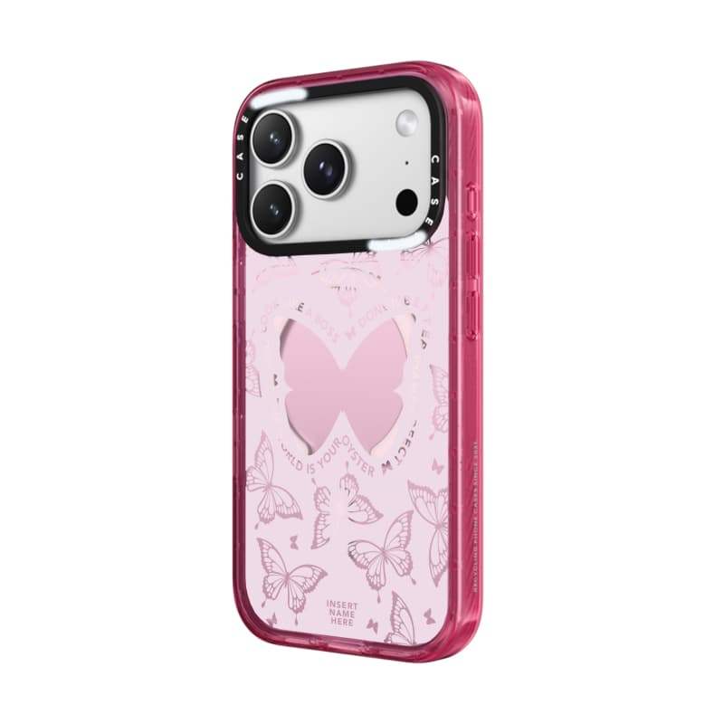 CASECASE X Full Màn Hình Bướm Hồng Fizz Màu Trong Suốt Cứng Hút Từ Tính Tác Động Dành Cho Apple IPhone 12 13 14 15 16 17 Pro Max Air Plus Có Hộp