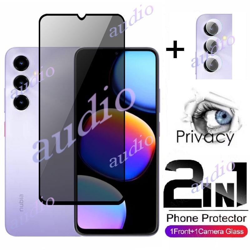Nubia V80 Max 4G 2in1 Màn hình riêng tư có màng ống kính cho ZTE Blade V80 Max BladeV80 4G Bảo vệ màn hình riêng tư Phim kính cường lực cho ZTE Nubia V80Max 4G Phim chống gián điệp phía trước máy ảnh