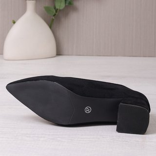 Giày Cao Gót Nữ Mũi Nhọn Dày Gót Slip-On Nông Miệng 35-42