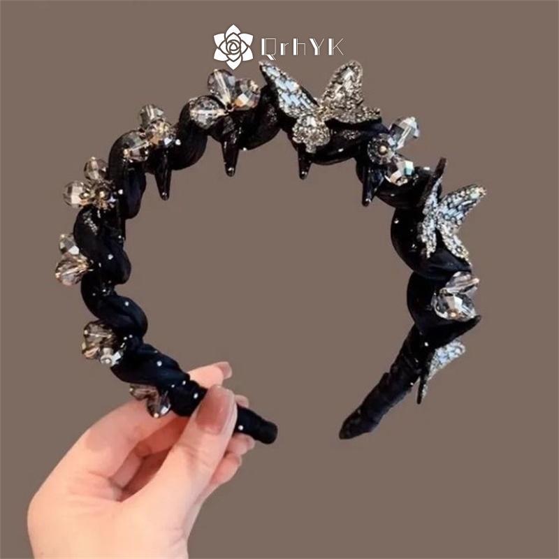 QrhYK Tính Khí Thanh Lịch Pha Lê Tóc Vòng Thời Trang Hàn Quốc Ngọt Ngào Chống Trơn Trượt Tiệc Cưới Phụ Kiện Tóc Mới