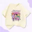 Hình Hoạt Hình, Thoáng Khí, Cổ Tròn, Tay Ngắn, Dáng Rộng, Cotton, Thời Trang, Áo Thun Bé Gái