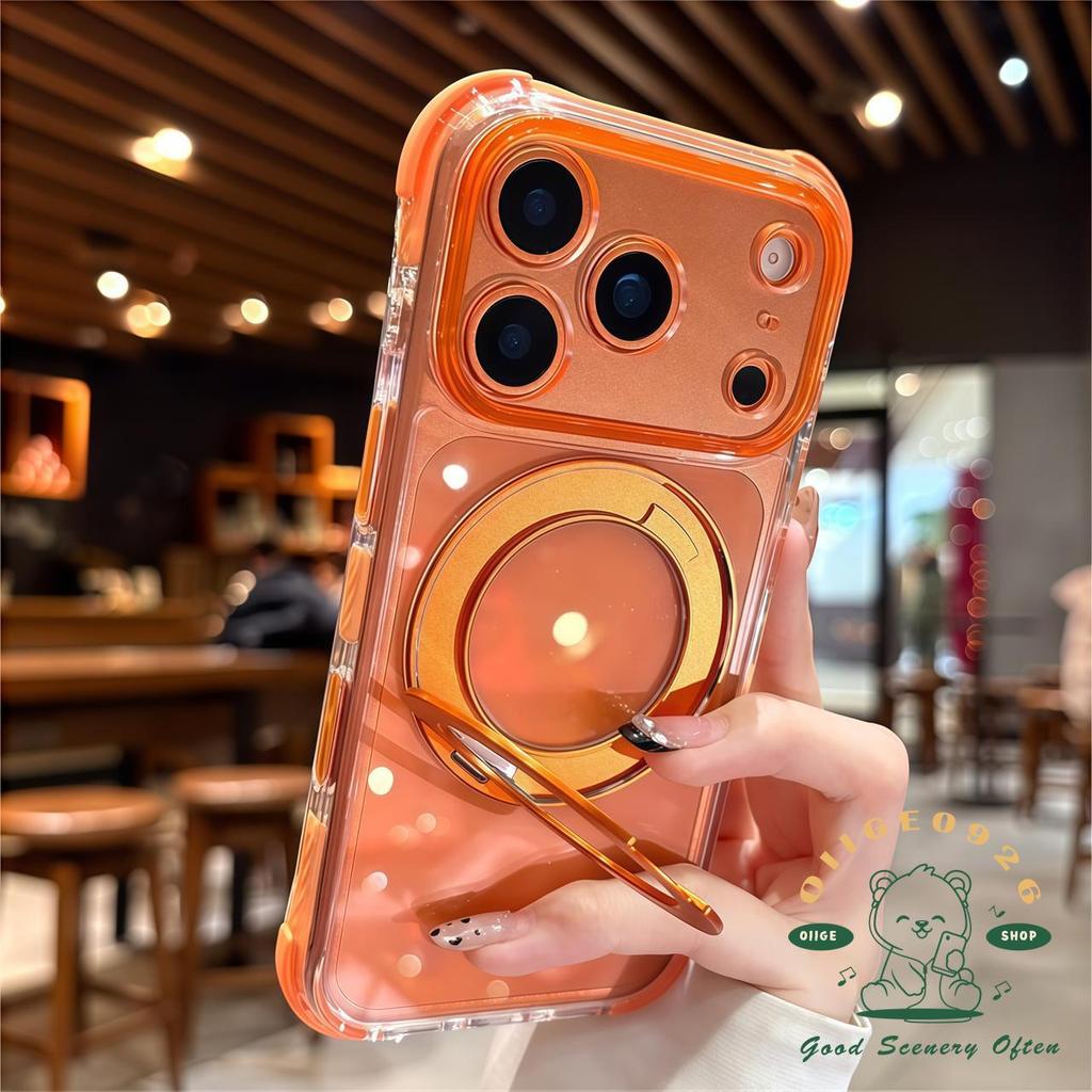 【 Ốp lưng iPhone17 】 Túi khí đá pha lê giá đỡ từ tính Vỏ điện thoại iphone17 Pro Max 16 cho vỏ iPhone Vỏ mềm silicon TPU chống sốc