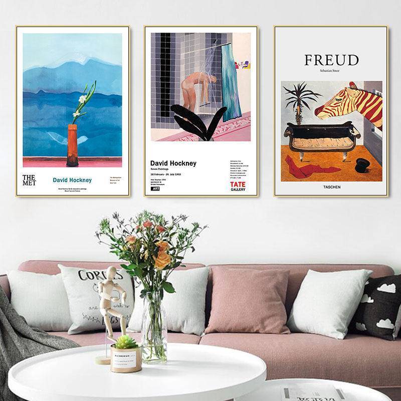 Tranh canvas trang trí David Hockney cho tường nền sofa phòng khách, phòng ngủ và quán cà phê