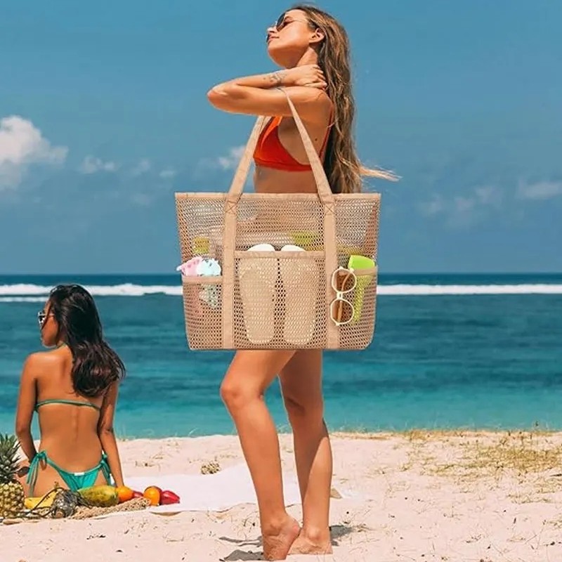 Túi đeo vai lưới đi biển có thể gập lại nhẹ cho chuyến đi và kỳ nghỉ ngoài trời