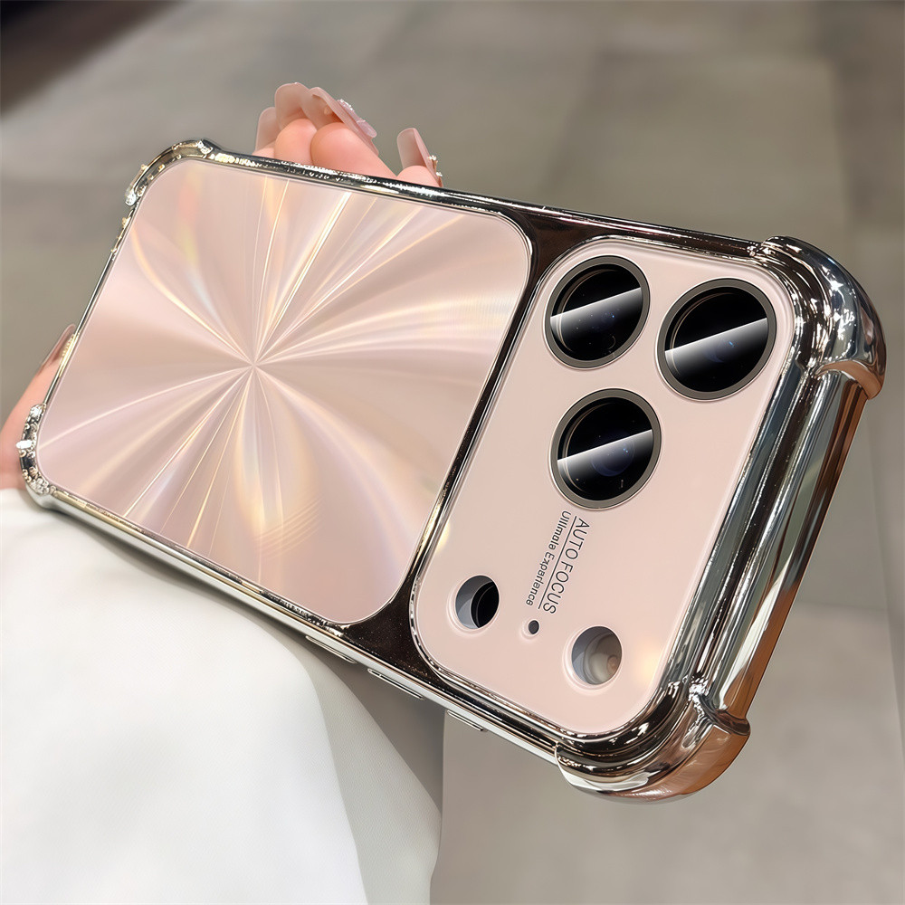 Ốp điện thoại họa tiết CD bốn góc chống rơi mạ điện cho iPhone 17 Pro Max 13 14 15 16 pro max Phim bảo vệ gương chống rơi Vỏ mềm bảo vệ điện thoại