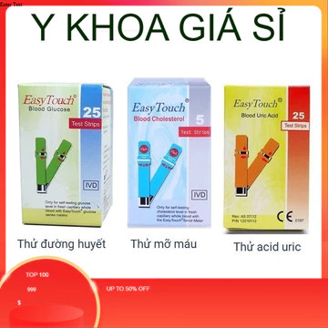 Hộp Que thử Axit Uric/ Cholesterol mỡ máu/ đường huyết của máy Easy Touch 3 Trong 1