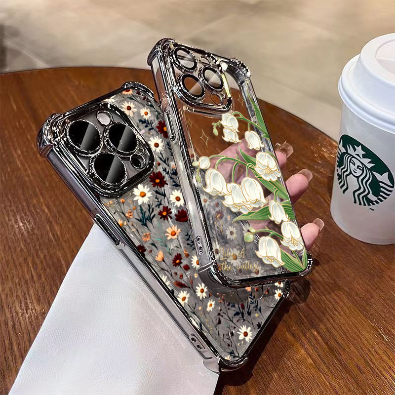 Ốp Điện Thoại Cho Samsung Galaxy A33 A54 A14 A13 A34 A04 A04E A03 Core A23 A53 A73 Vỏ Điện Thoại Di Động Mạ Hoa Tím Hồng Trong Suốt Chống Sốc Mềm