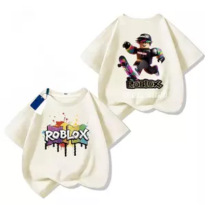Cotton wide dress, Rob print, simple design, round neck, short sleeves, girl's shirt