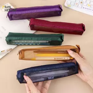 PlumHOUSE 5 Chiếc Vintage Màu Lưới Hộp Đựng Bút Chì Di Động Văn Phòng Phẩm Túi Bảo Quản Trường Văn Phòng Phẩm Đồ Dùng Học Sinh Quà Tặng VN