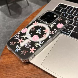 Sakura sữa đông cho iPhone171615promax trường hợp điện thoại 141512 rõ ràng hút từ 13pro lỗ lớn