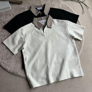 Áo thun polo nam ESEA tay ngắn, phong cách Harajuku Nhật Bản, thiết kế sang trọng và trung tính