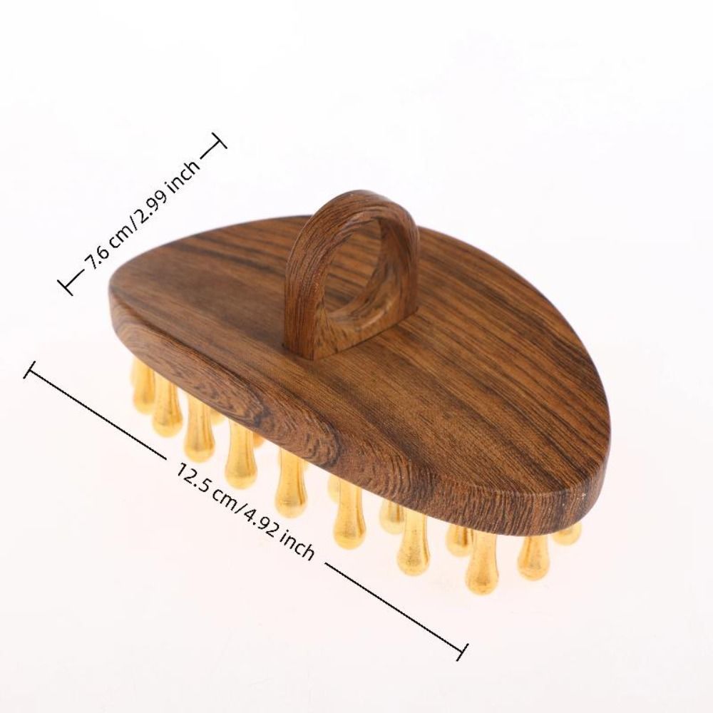 Bàn chải massage toàn thân AWNGD, Máy mát xa da đầu con lăn hạt vàng bằng đồng thau nguyên khối 39-Tooth, Tay cầm bằng gỗ Giảm áp Bàn chải kinh tuyến Massage cơ thể
