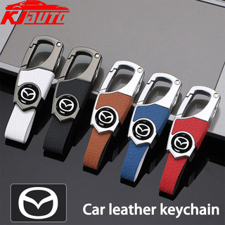 Xe Mazda Móc Khóa Da Chìa Khóa Fob Giá Đỡ Với Ẩn Mini Dao Kim Loại Móc Chìa Khóa Cho Xe Mazda 3 2 5 CX3 RX8 BT50 323 CX8 CX30 RX7 626 CX7 NX5 CX9 Phụ Kiện