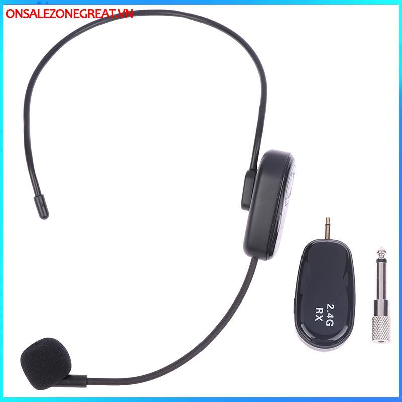 Ons Universal 2.4G Bộ phát micro không dây gắn trên đầu có đầu thu cho loa khuếch đại giọng nói Hướng dẫn du lịch tại