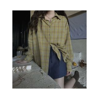 [Giảm giá 50%] Áo sơ mi dài tay kẻ sọc cổ điển Nhật Bản màu tương phản, dáng rộng cho mùa thu