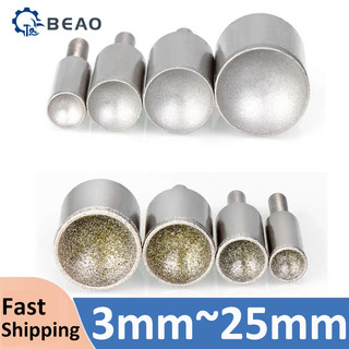 Đầu mài lõm hình cầu kim cương Ngọc hổ phách Hạt tròn đánh bóng Dụng cụ mài 3mm-25mm