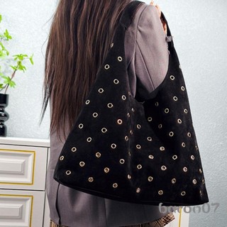 Túi đeo vai có lỗ đinh tán dành cho nữ Da lộn Slouchy Túi đeo nách đi lại hàng ngày