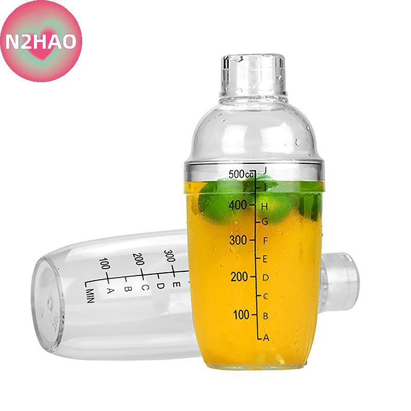 N2HAO Nhựa Cotail Shaker Cốc Lắc Tay Có Cân 350ml / 530ml / 700ml / 1000ml Trà Sữa Rượu Uống Bình Lắc Trộn Thanh Dụng Cụ n