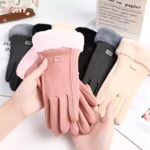 Găng Tay Da Lộn Nữ Cho Mùa Đông - Ấm Áp & Chống Nắng, Phù Hợp Với Màn Hình Cảm Ứng và Lái Xe