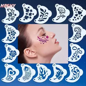 HFSHY 16 cái stencil vẽ hình xăm, phù hợp cho vẽ lông mày và trang điểm