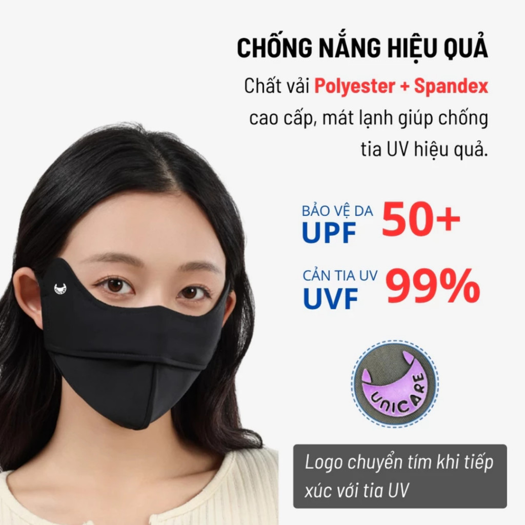 UNICARE Khẩu Trang Vải Chống Tia UV Proof Mask, UPF 50+ Ngăn UV, Tái Sử Dụng Nhiều Lần, Chính Hãng | BigBuy360 - bigbuy360.vn