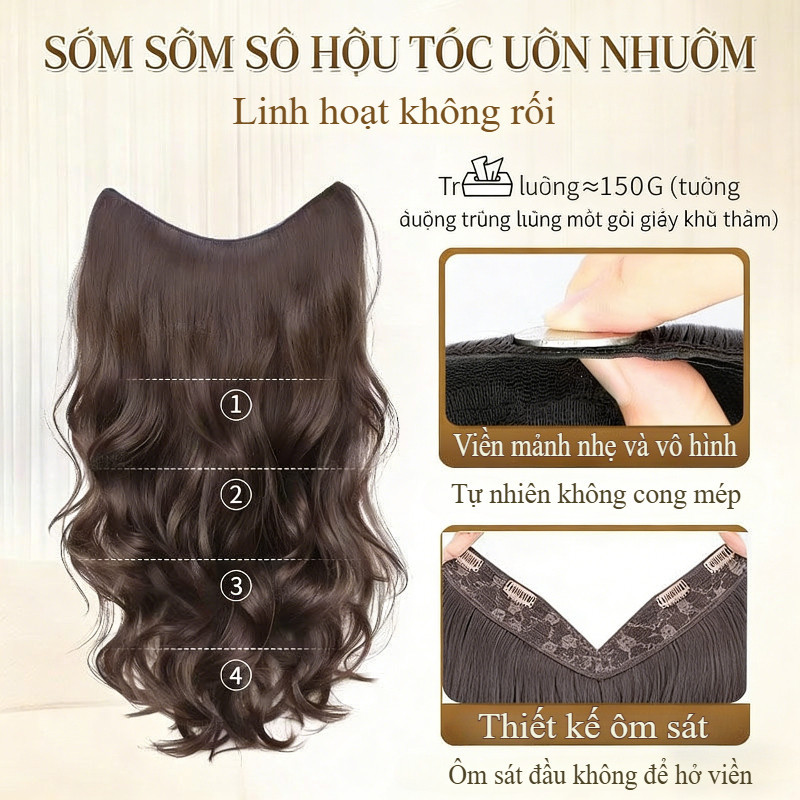 Tóc giả một mảnh, Tóc Xoăn Tỉa Tầng Phong, Thiết Kế Dễ Đeo, Cách Trẻ Trung Tiểu Thư Dài 50cm