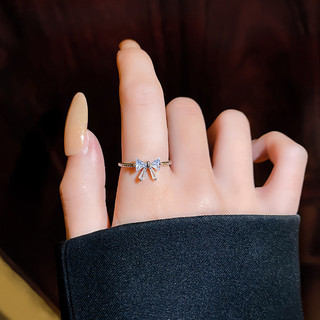 Nhẫn Zirconia Nơ Chữ Thập Two Layers Phong Cách Hàn Quốc, Dễ Điều Chỉnh Size