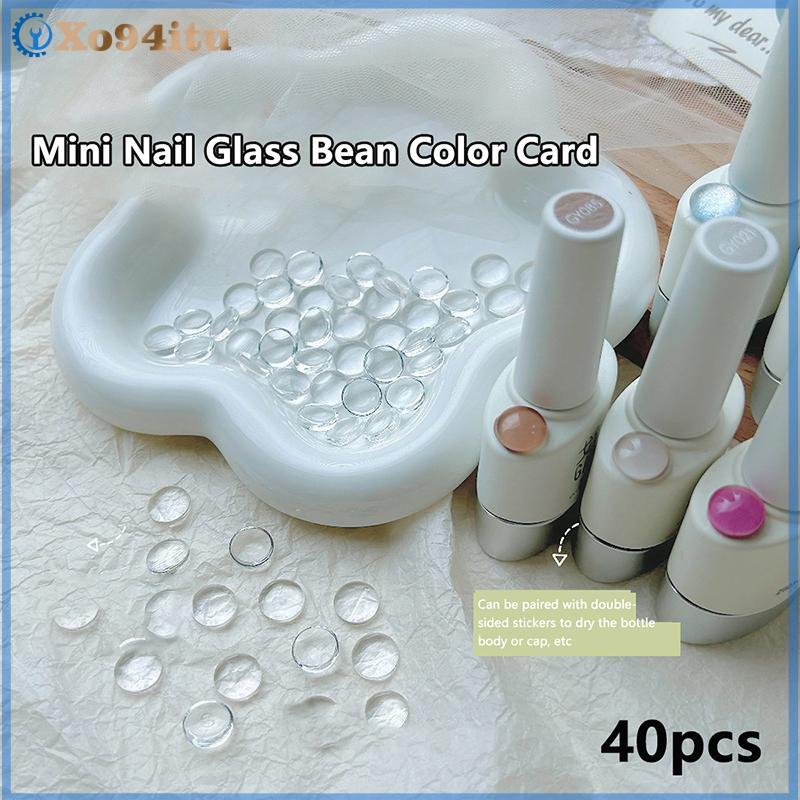 XOITU 40 Chiếc Thẻ Màu Thủy Tinh Đầu Trong Suốt Vòng Hiển Thị Gel Ba Lan Thiết Kế Móng Tay Bảng Màu Đầu Thẻ Phong Cách Hàn Quốc Dụng Cụ Làm Móng Tay VN