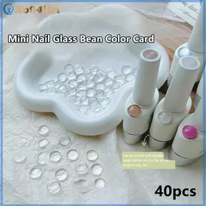 XOITU 40 Chiếc Thẻ Màu Thủy Tinh Đầu Trong Suốt Vòng Hiển Thị Gel Ba Lan Thiết Kế Móng Tay Bảng Màu Đầu Thẻ Phong Cách Hàn Quốc Dụng Cụ Làm Móng Tay VN