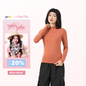 Áo thun giữ nhiệt YODY nữ dài tay vải mềm mịn co giãn giữ ấm WCTL25F020