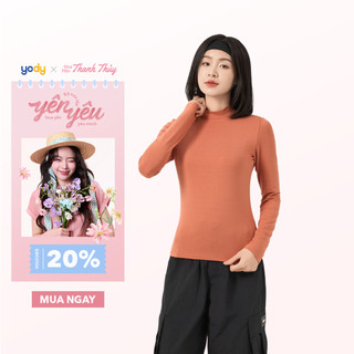 Áo thun giữ nhiệt YODY nữ dài tay vải mềm mịn co giãn giữ ấm WCTL25F020