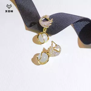 Bông tai mặt dây chuyền hình thiên nga lấp lánh, tinh tế dành cho nữ