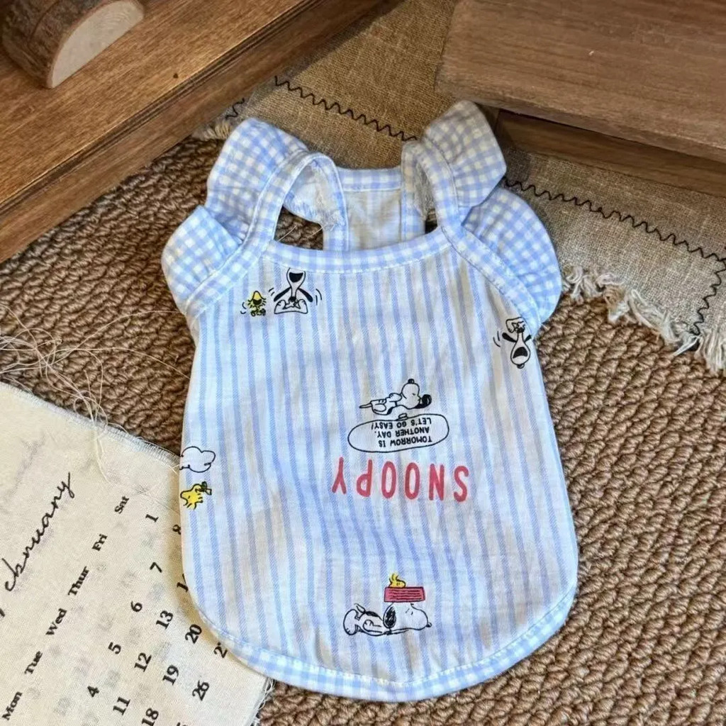 Snoopy Pet Xù Quần áo sọc Teddy Quần áo Vest chó nhỏ