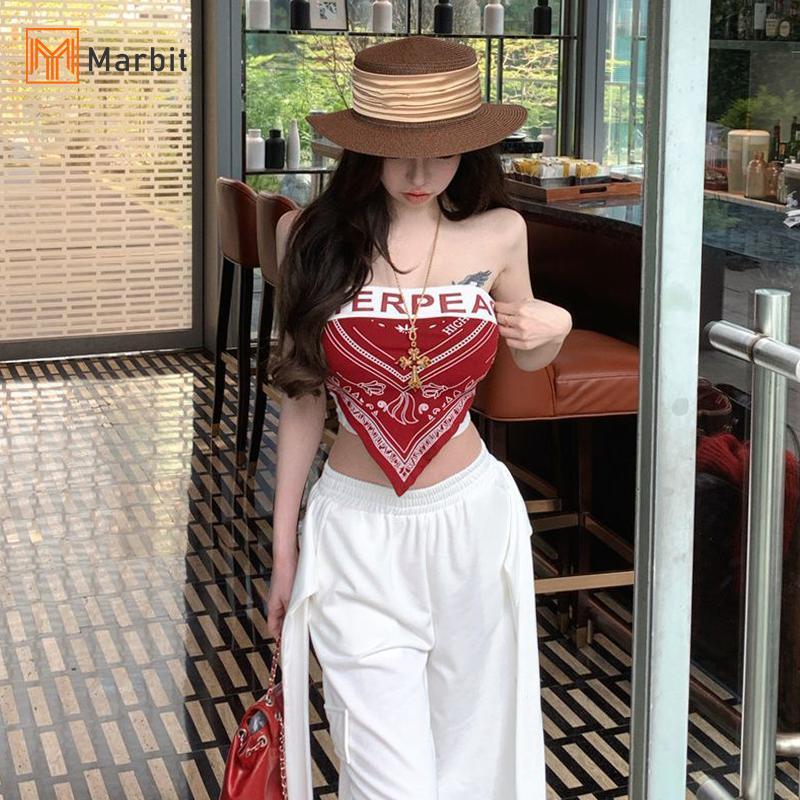 [Mar-T] Áo thun in chữ gợi cảm kiểu Mỹ sang trọng dành cho nữ Y2K Áo hai dây mỏng quây không đều