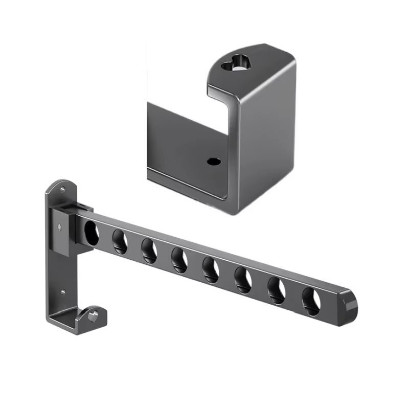 Thanh phơi đồ treo tường thép carbon chống gỉ siêu chắc, lắp khoan/dán cho ban công phòng tắm