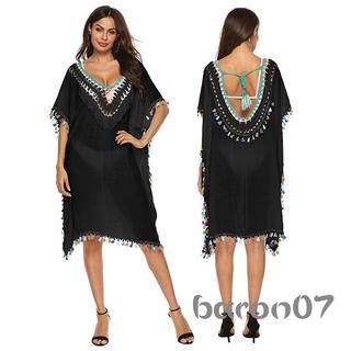 Đầm nàng ngắn tay thiết kế sheer, tua rua, cổ chữ V với nhiều màu sắc