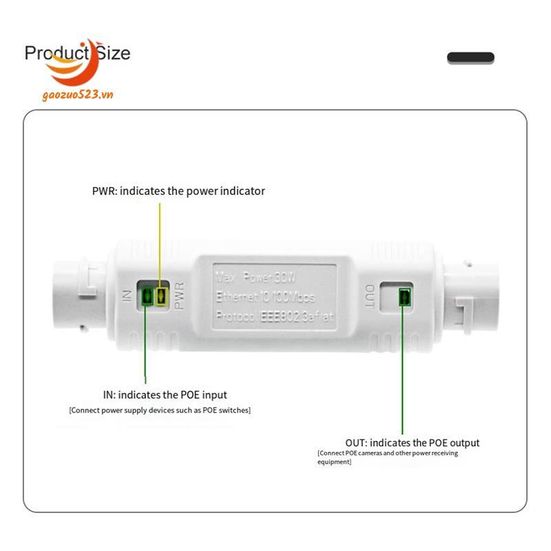 [gaozuo523.vn] Bộ mở rộng mạng lặp lại POE 1 trong 1 bằng nhựa chống nước Bộ mở rộng 250M Đầu ra 1 trong 2 Công tắc Poe 48V IEEE 802.3Af
