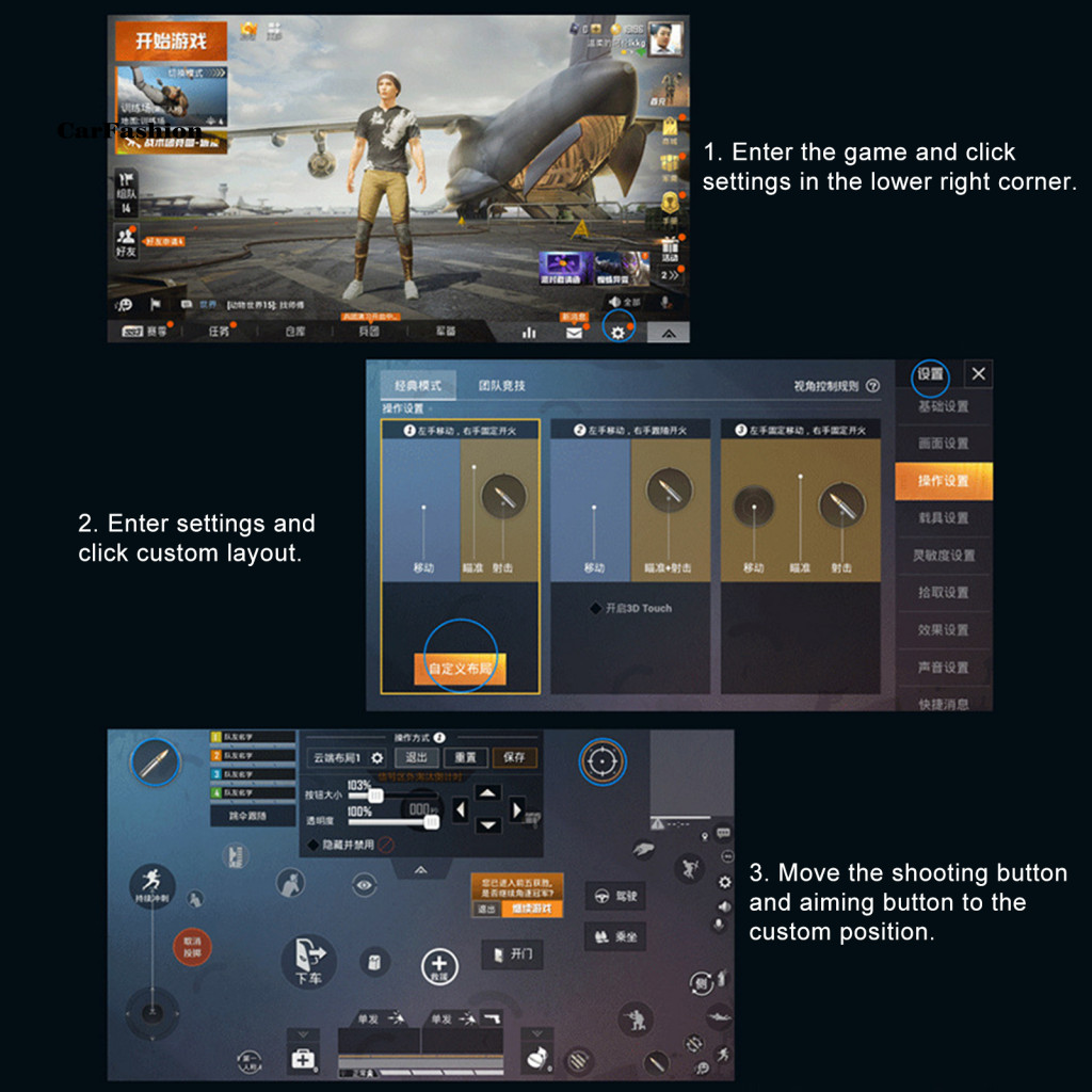 < CarFashion > 2 Chiếc Tay Cầm Chơi Game Liên Kết Bốn Ngón Tay Kích Hoạt Trò Chơi Điện Thoại Di Động Mục Tiêu Nút Lửa