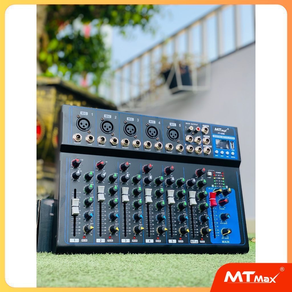 [Tặng Dây] Bàn Trộn âm thanh Mixer MTMax F7 - 7 Kênh Cao Cấp - Có Bluetooth, Chống Hú Tốt