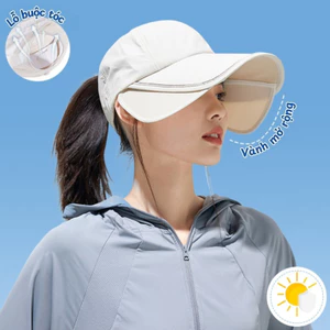 Mũ Chống Nắng Nữ Vành Trượt Mở Rộng – Nón Lưỡi Trai Nửa Đầu Cotton Thể Thao Chống Tia UV Đi Biển, Du Lịch DINO