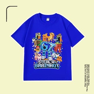 Áo thun nam in hình trò chơi xuyên biên giới Steal a Brainrot #67, kiểu dáng giản dị và thoải mái.