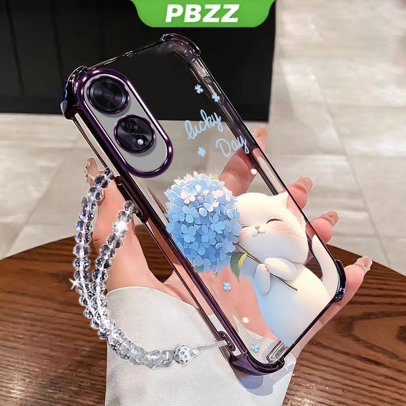 Ốp Lưng Cho OPPO A60 4g Vỏ Điện Thoại Vỏ Mềm Silicon Chống Sốc Thiết Kế Mới Thẩm Mỹ Trong Suốt Hoạt Hình Mèo Vòng Tay Cho Bé Gái SJSLLSHM01